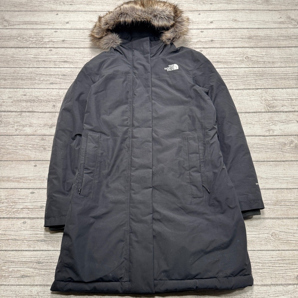 The North Face Jacket Women's Medium Black Faux Fur Hood Down Arctic Parka Coat